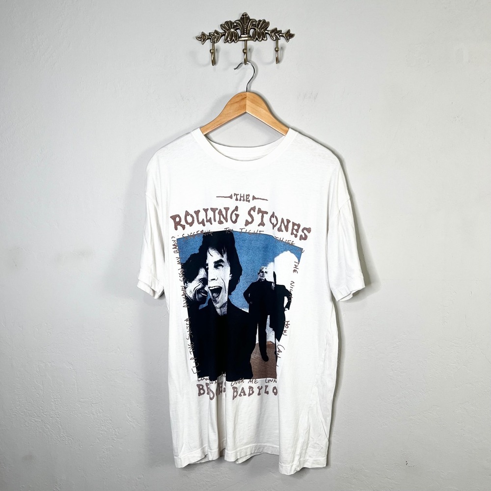The Rolling Stones Bridges to Babylon‎ Tour T Shirt XL Cream Band Tee Mens